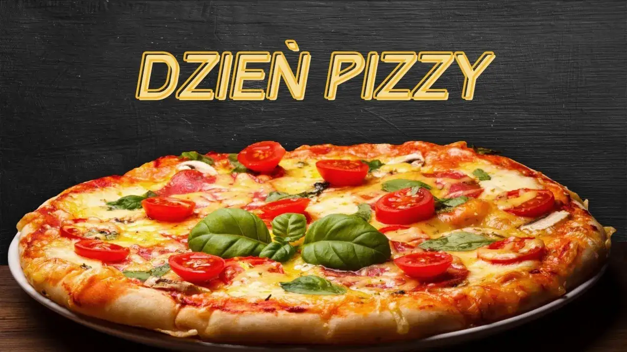 Smakowita pizza z pomidorkami i bazylią. Idealna na Dzień Pizzy!