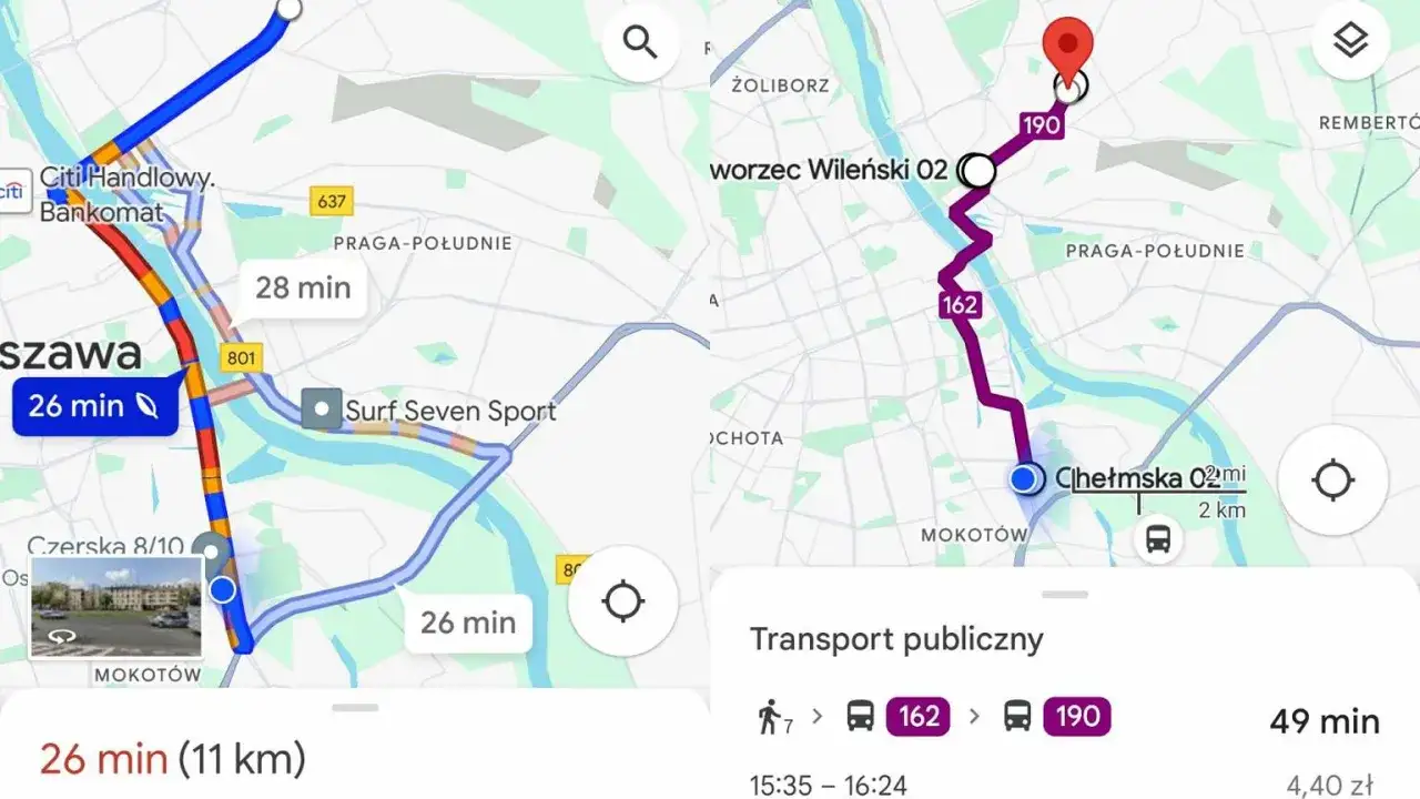 Mapy Google przystanek autobusowy
