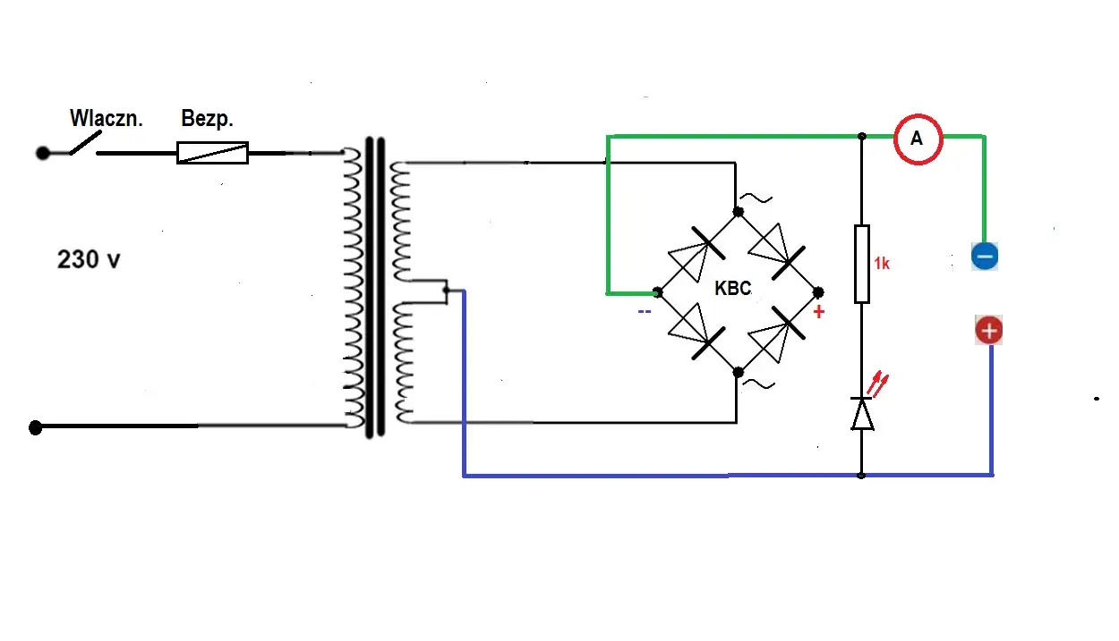 mostek prostowniczy vs diody pojedyncze schemat