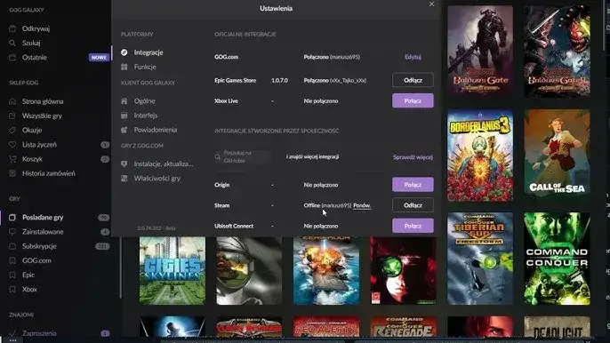 GOG GALAXY 2.0 integracja Steam