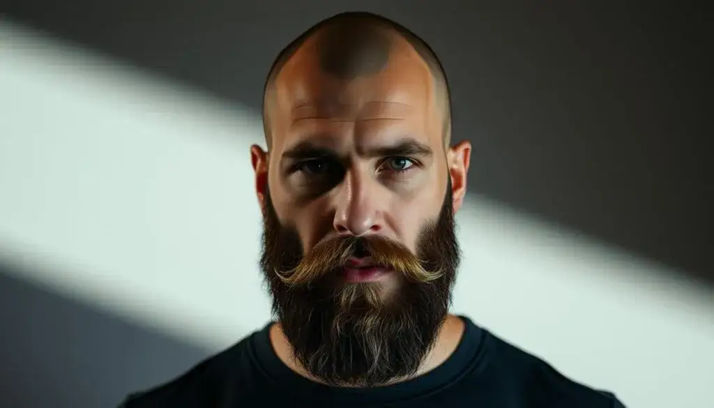 mężczyzna łysy z r&oacute;żnymi stylami brody