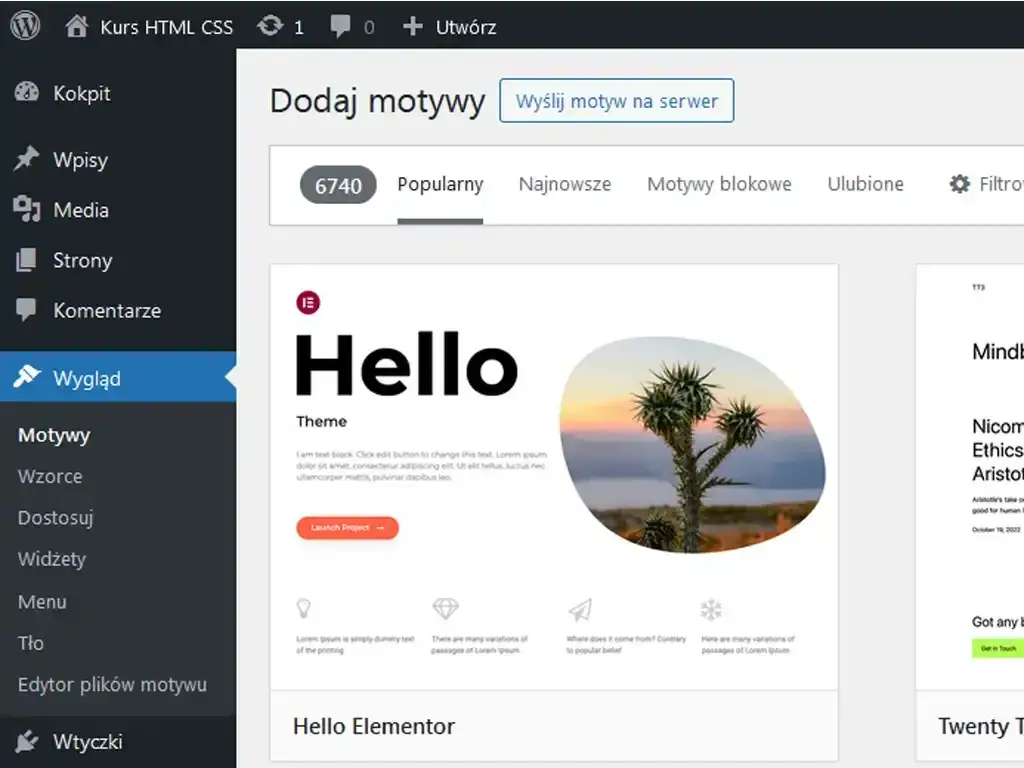 WordPress personalizator motywu strona gł&oacute;wna
