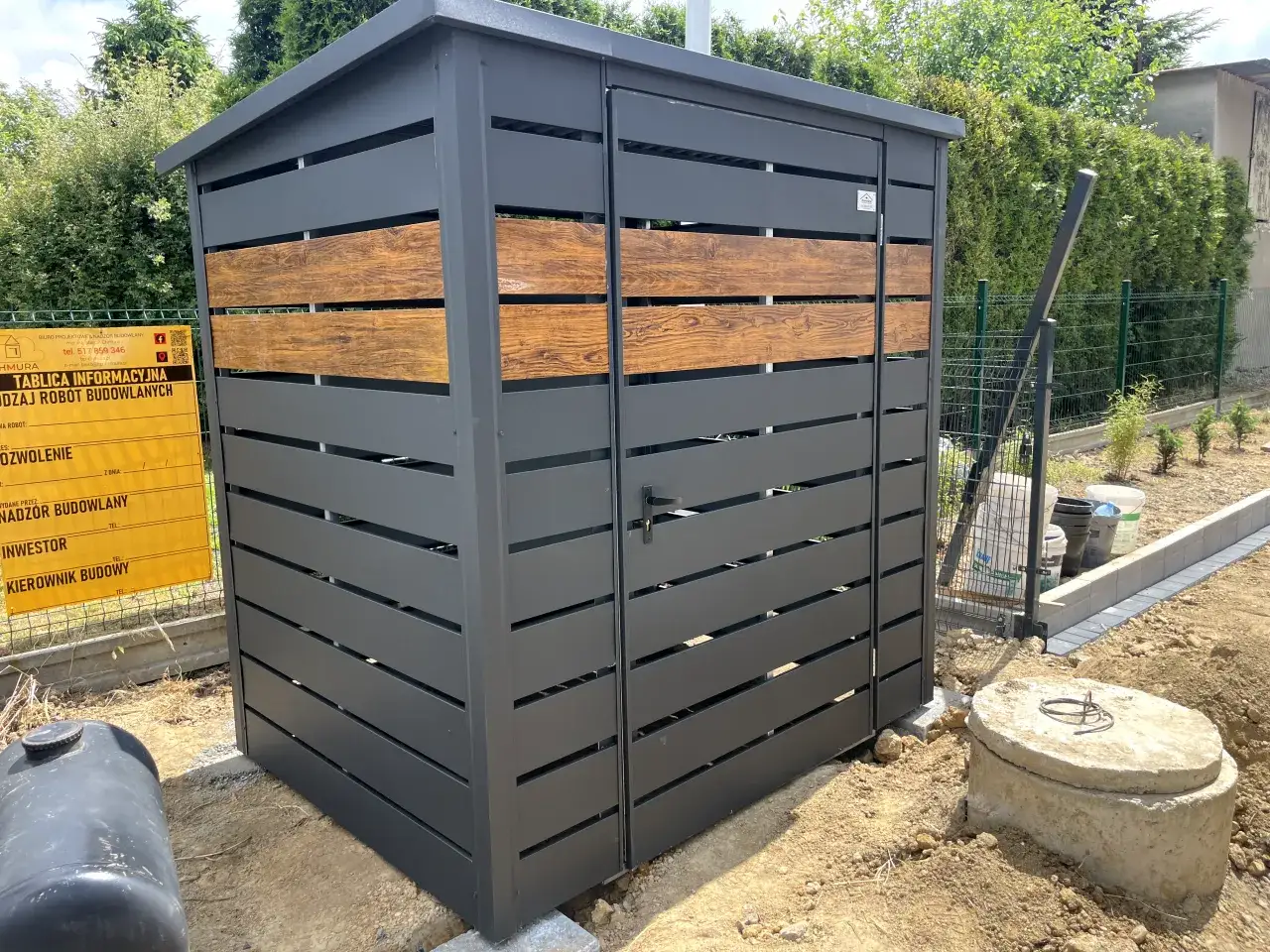 Materiały na wiatę śmietnikową drewno metal