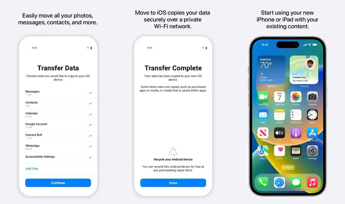 aplikacja przenieś do ios