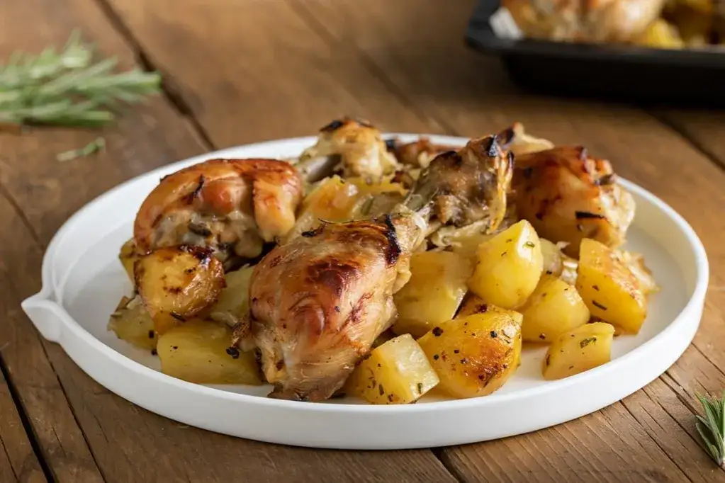 pollo al forno con patate croccanti