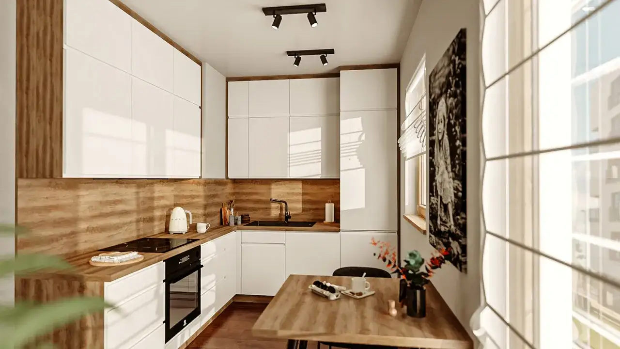 Mała kuchnia z funkcjonalnym zlewem