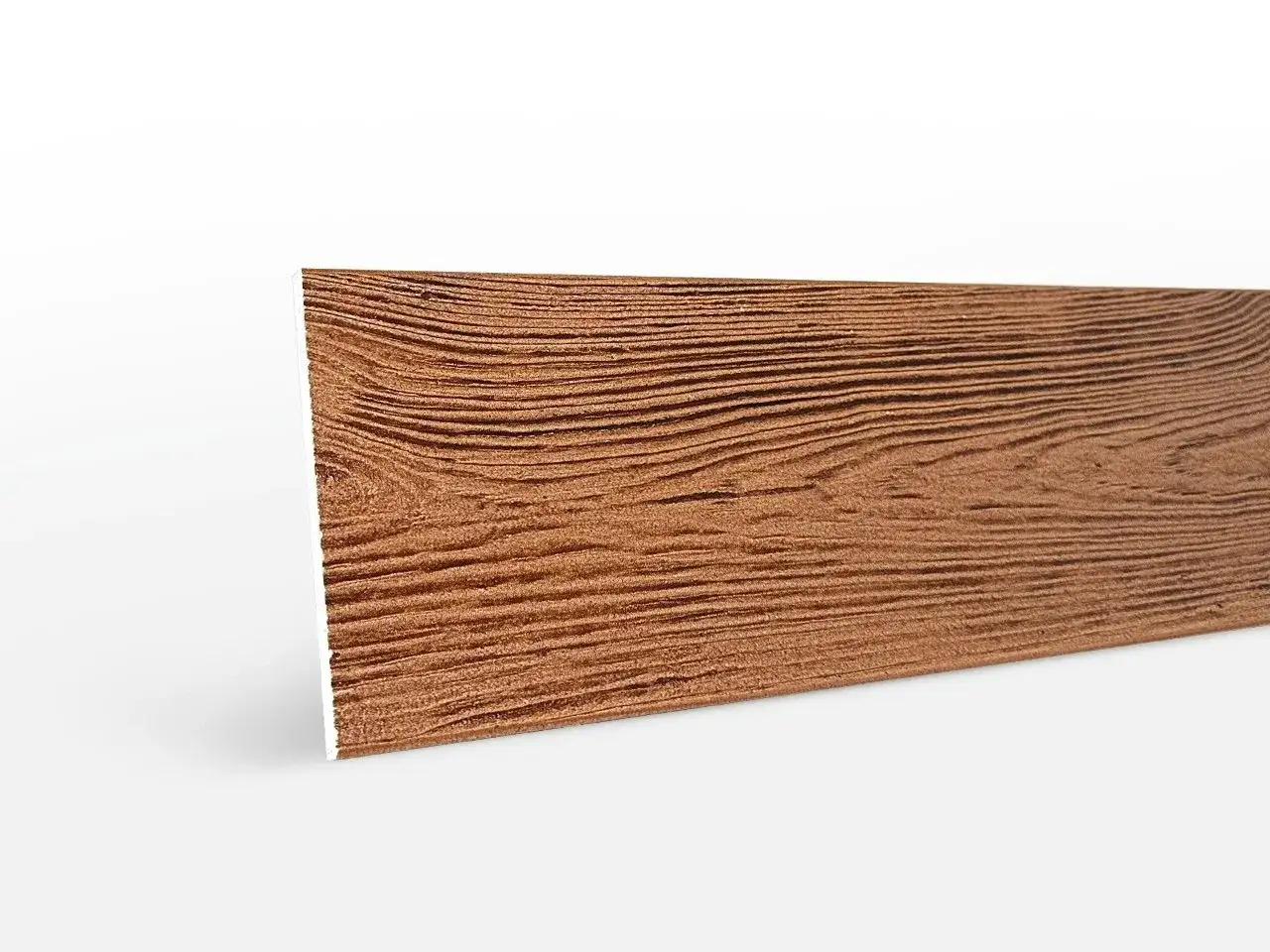 Brązowy panel imitujący drewno, idealny jako co na styropian zamiast tynku. Wyraźna faktura słojów.