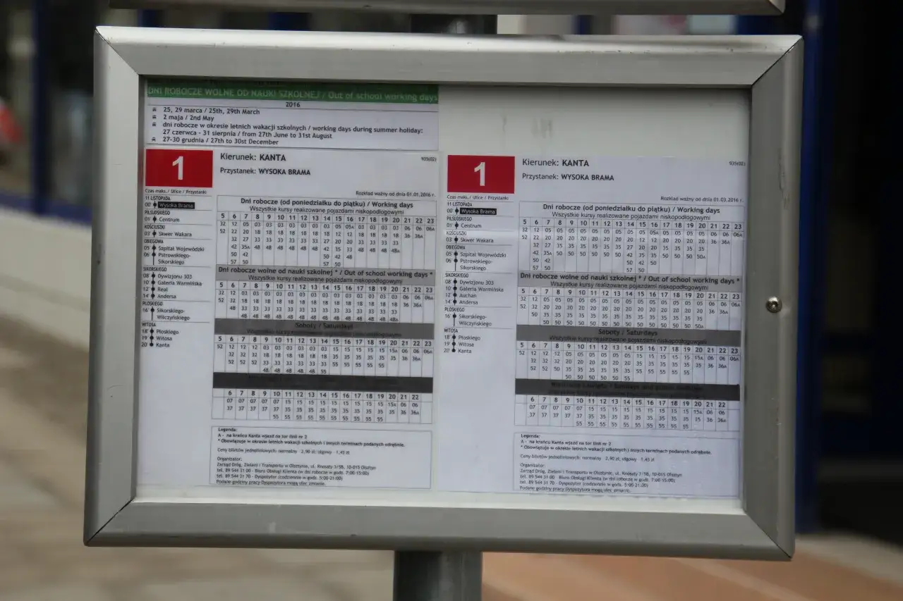 ZDZiT Olsztyn strona internetowa rozkład jazdy