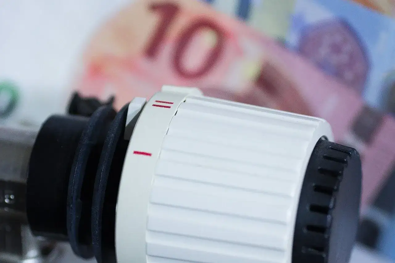 Termostat grzejnika i banknot 10 euro. Czy grzejnik olejowy pobiera dużo prądu? Koszty ogrzewania.