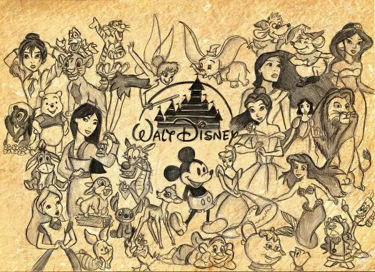 Einfache Disney Charaktere zeichnen Collage Anf&auml;nger