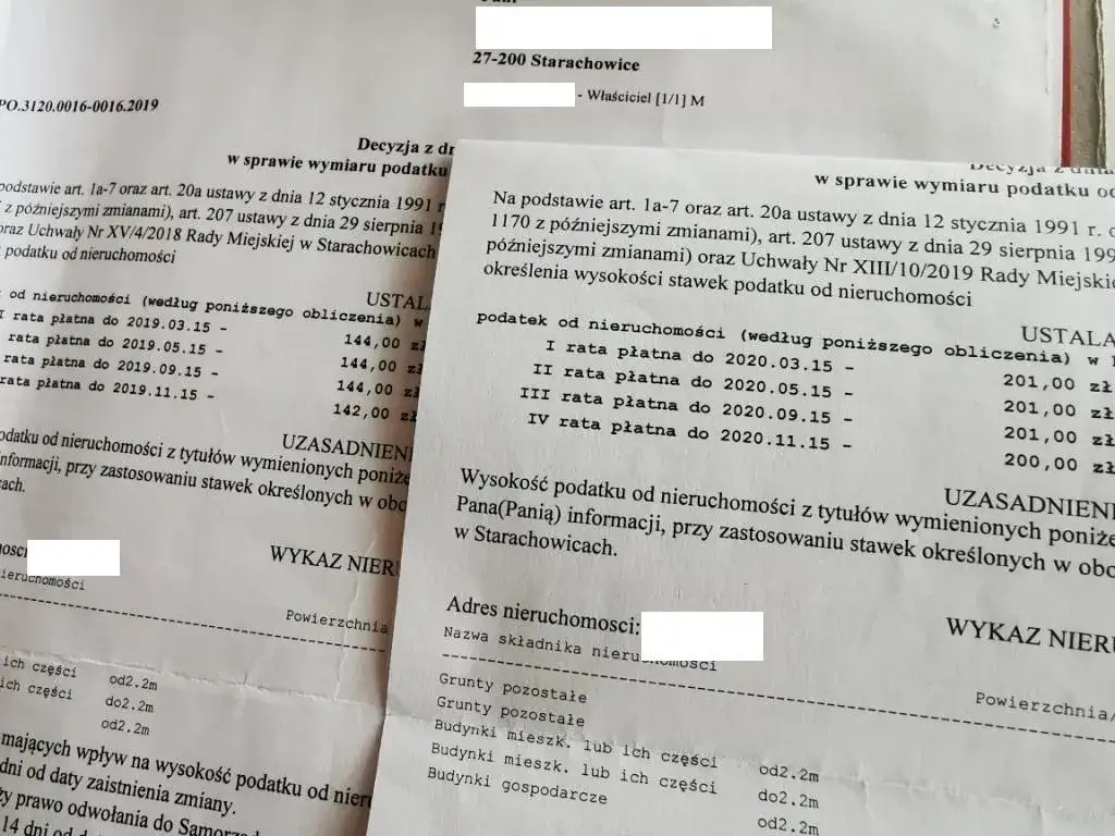 Wzór decyzji o wysokości podatku od nieruchomości