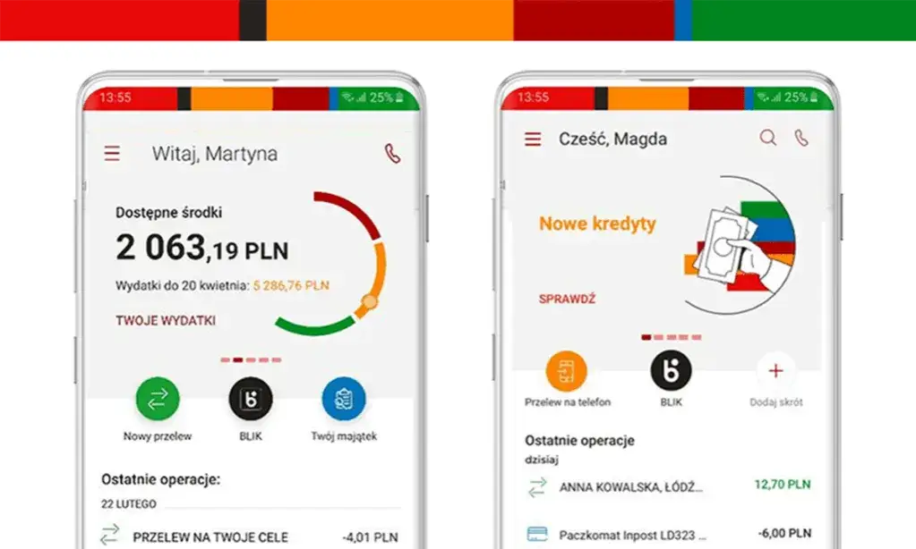 mBank aplikacja mobilna ekran gł&oacute;wny