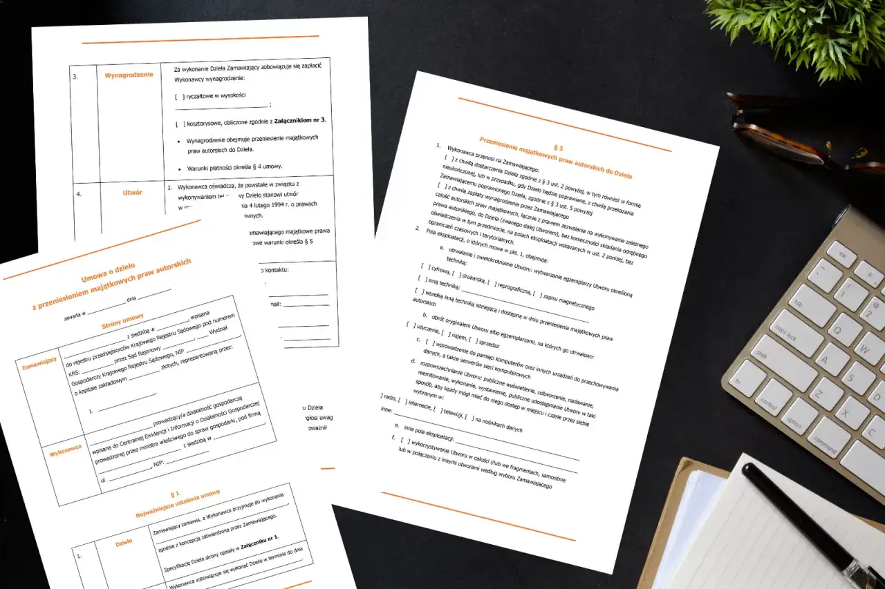 Umowa o dzieło z przeniesieniem praw autorskich. Uważaj na zapisy dotyczące wynagrodzenia i zakresu przeniesienia praw, by uniknąć niekorzystnych skutków podpisania umowy wydawniczej.