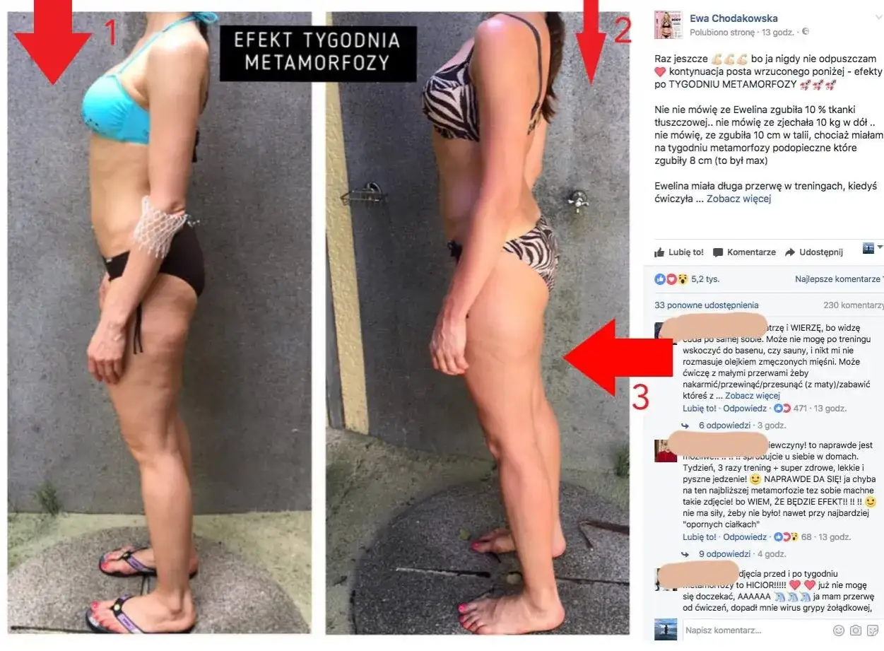 Przed i po metamorfozie. Efekt tygodnia dzięki diecie Chodakowskiej i treningom.