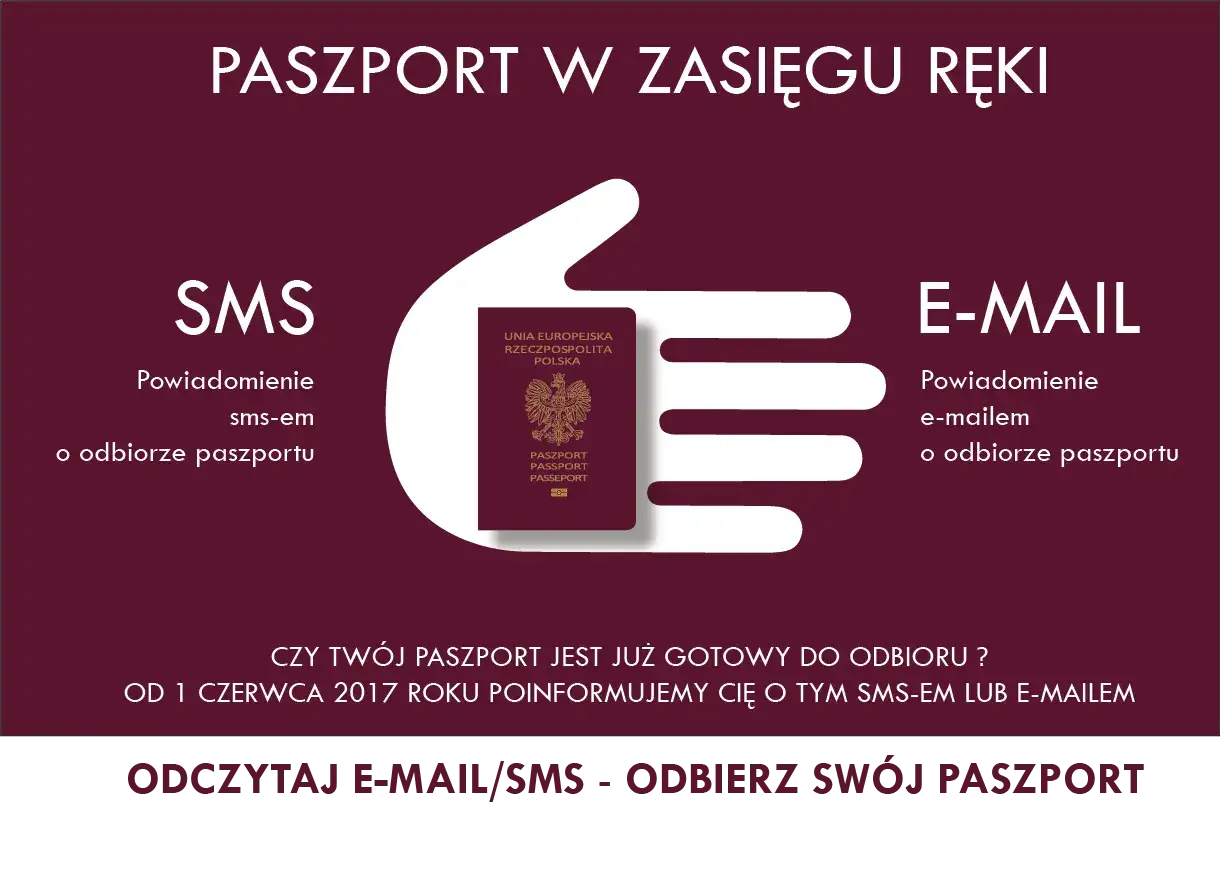 Powiadomienia SMS i e-mail o odbiorze paszportu. Dowiedz się, ile paszport może leżeć w urzędzie.