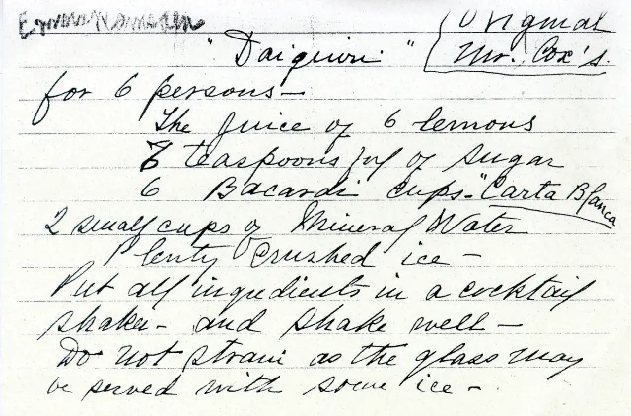 Jennings Cox Daiquiri invention Cuba