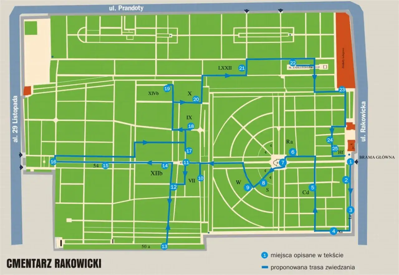 Mapa cmentarzy komunalnych w Krakowie