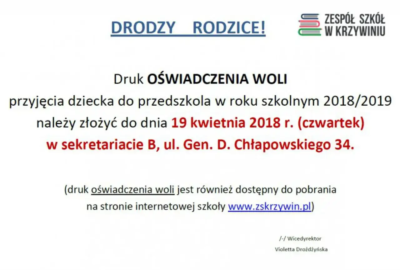 Przykłady oświadczeń woli