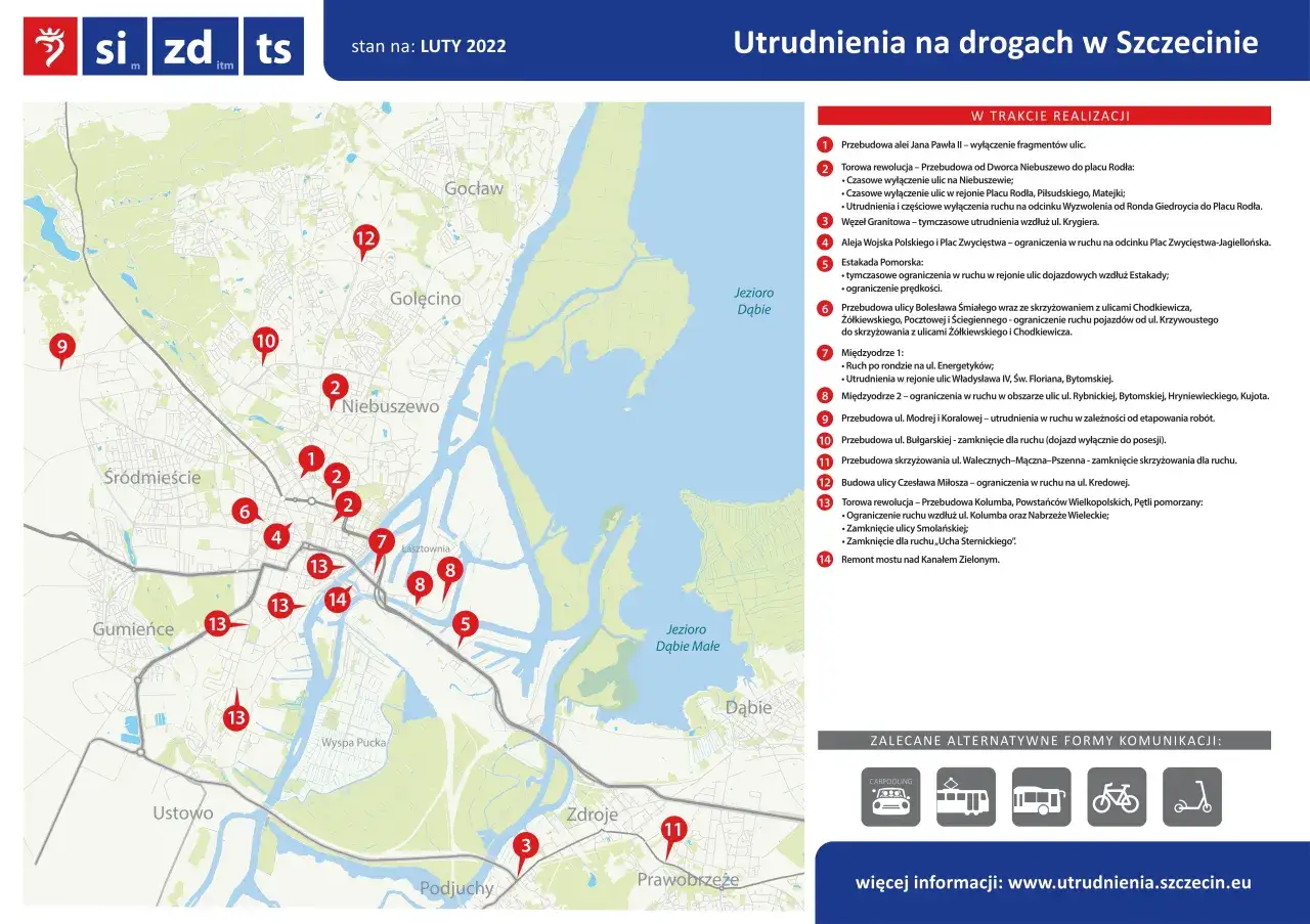 Mapa dr&oacute;g dojazdowych do Szczecina