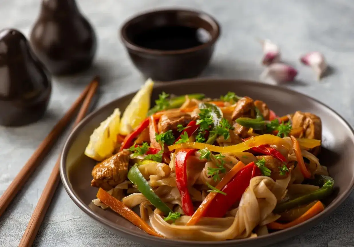 Zdjęcie Makaron ryżowy z czym połączyć? Odkryj pyszne dodatki i przepisy