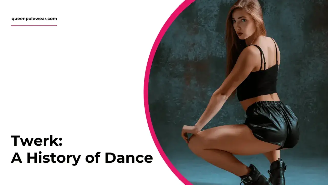 Twerk: A History of Dance. Młoda kobieta w czarnym topie i kr&oacute;tkich spodenkach wykonuje taniec twerk.