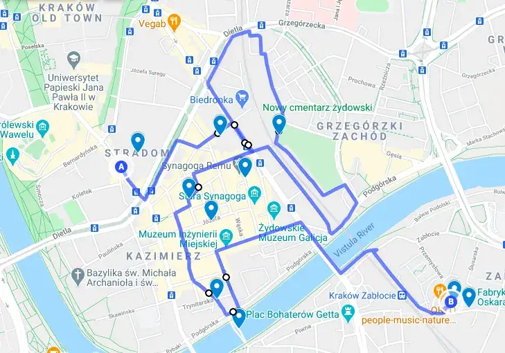 Mapa Krakowa atrakcje turystyczne