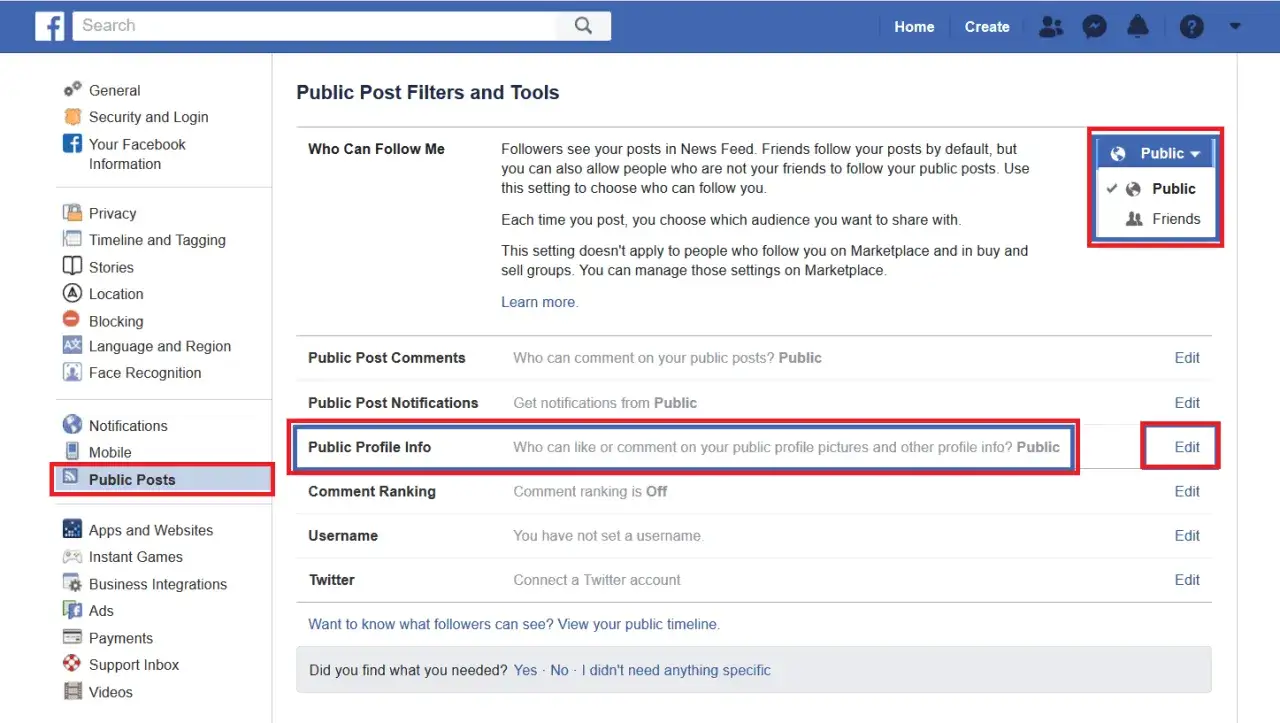 Facebook ustawienia prywatności publiczne posty