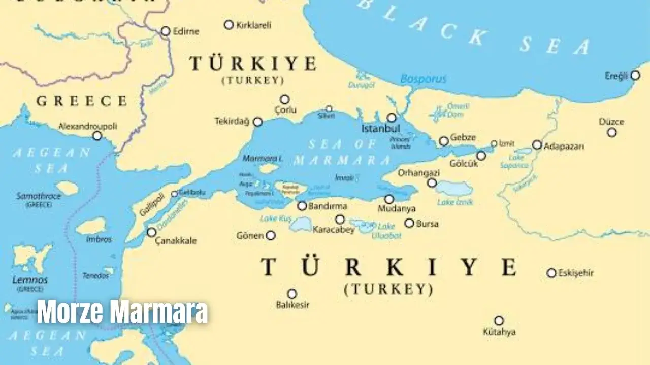 Mapa Morza Marmara z cieśninami i Stambułem