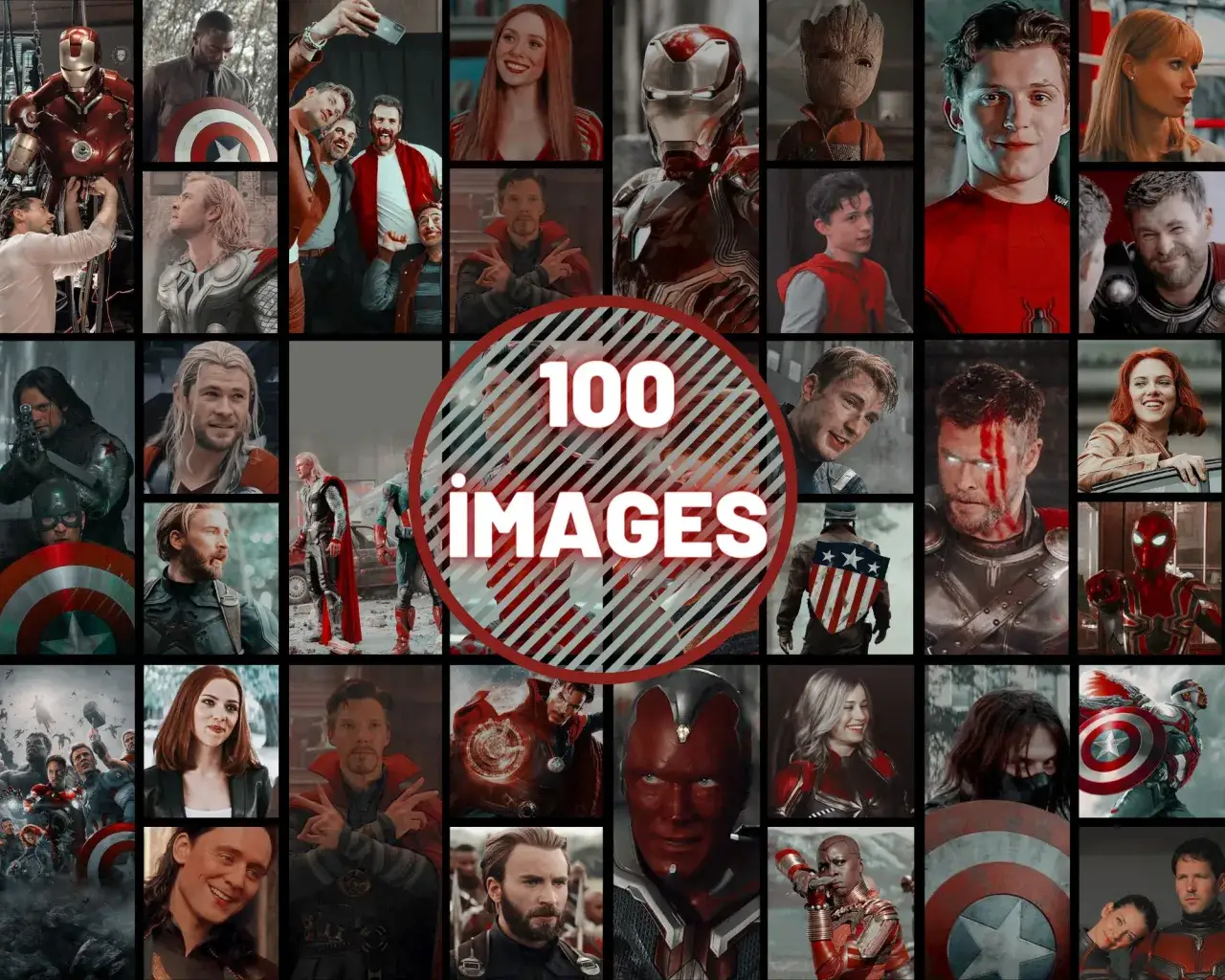 kolaż plakat&oacute;w filmowych Marvel MCU