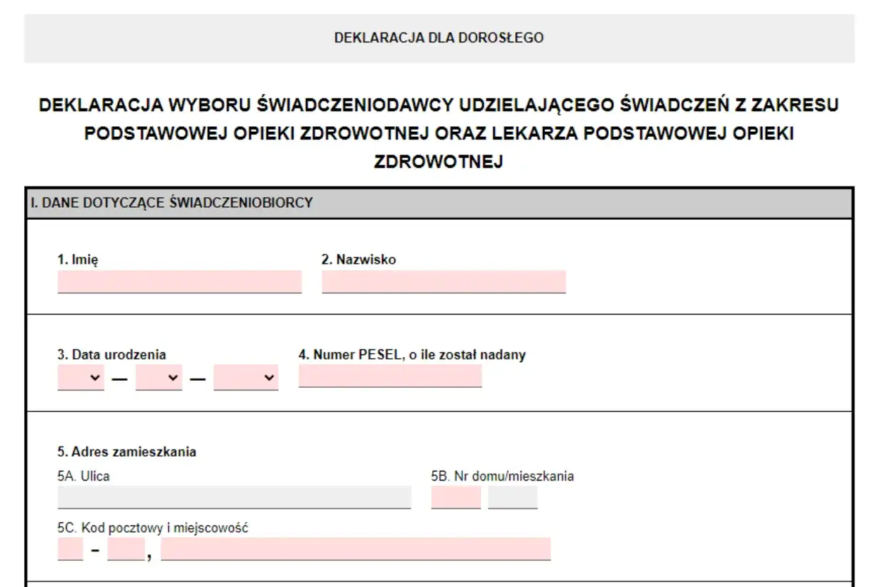 IKP sekcja POZ deklaracja zmiana lekarza