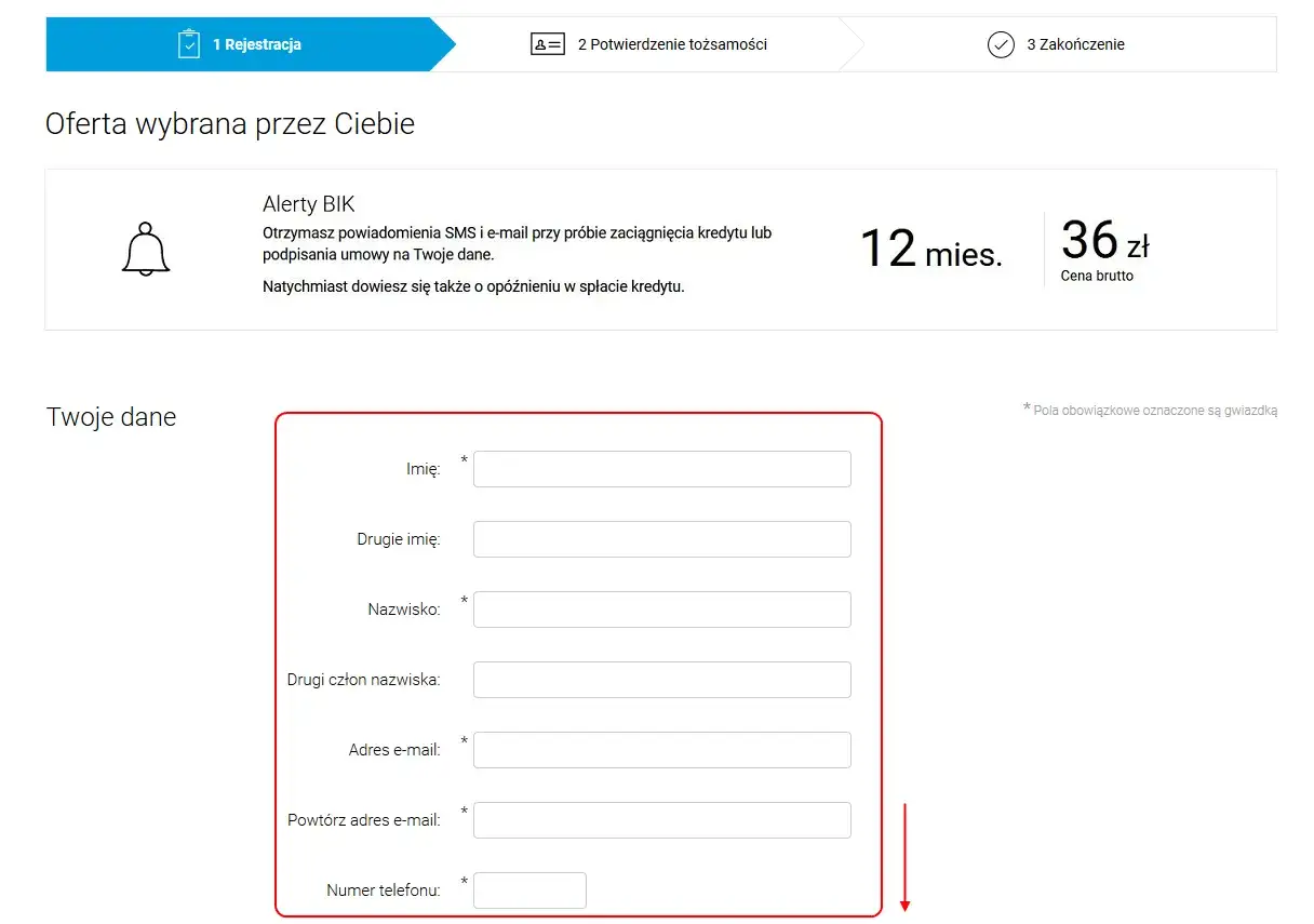 Alerty BIK powiadomienia SMS email