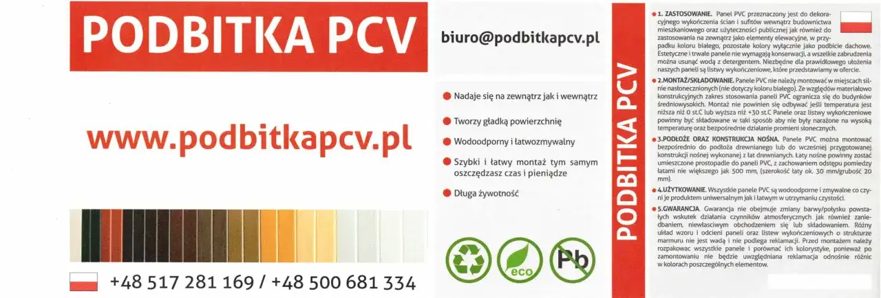 Podbitka dachowa PCV. Czy biała podbitka się brudzi? Panele są wodoodporne i łatwozmywalne. Dostępne kolory i kontakt.