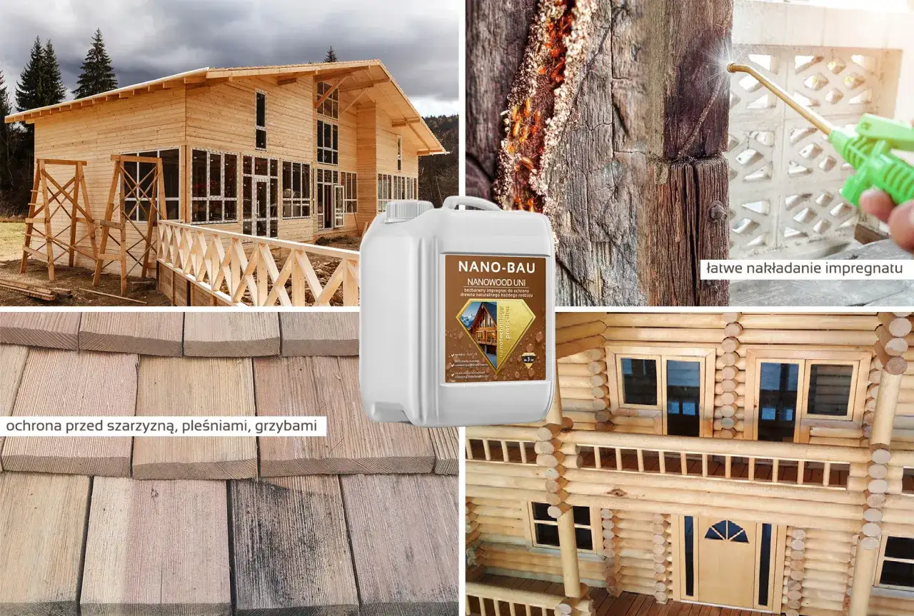 Impregnat do drewna wewnątrz pomieszczeń NANO-BAU chroni przed szarzeniem, pleśnią i grzybami. Łatwa aplikacja.