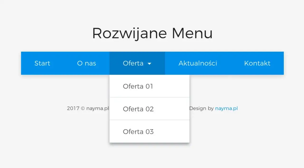 Przykład menu rozwijanego HTML CSS
