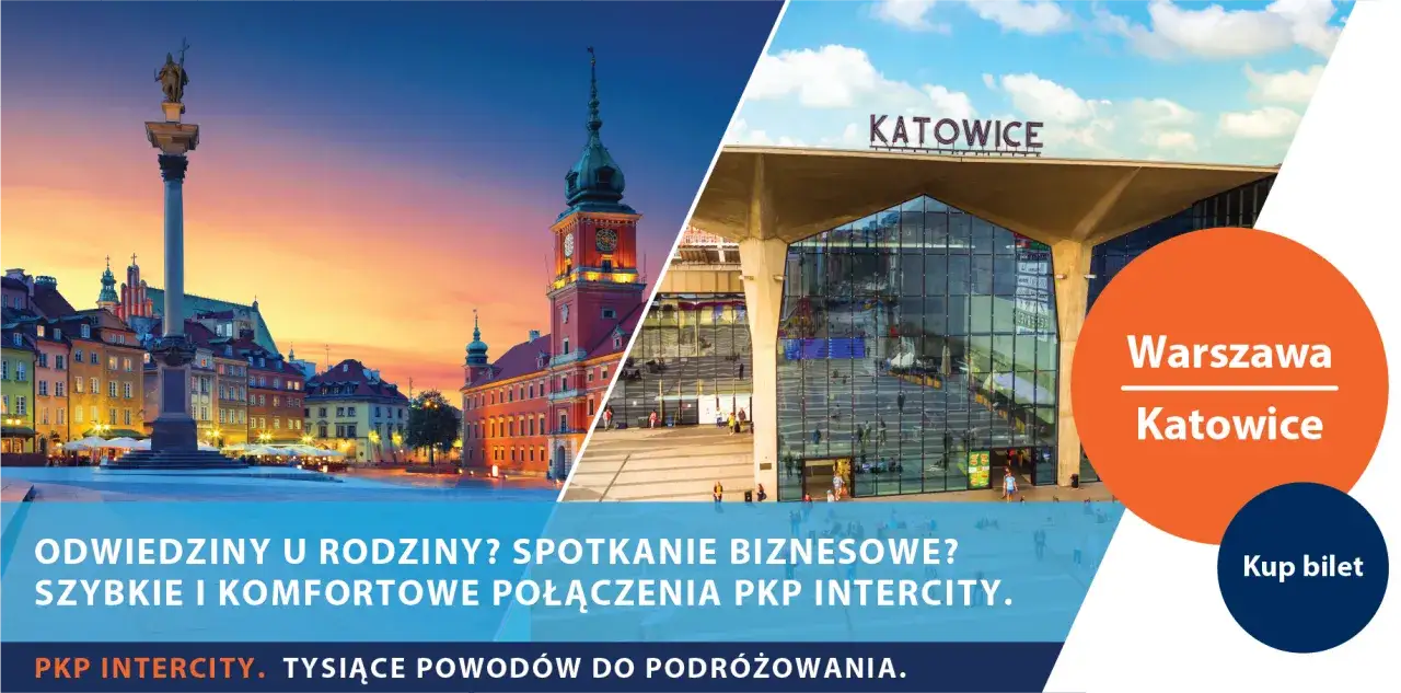 Szybkie połączenie pociągiem Katowice Warszawa. Odwiedziny u rodziny? Spotkanie biznesowe? PKP Intercity.
