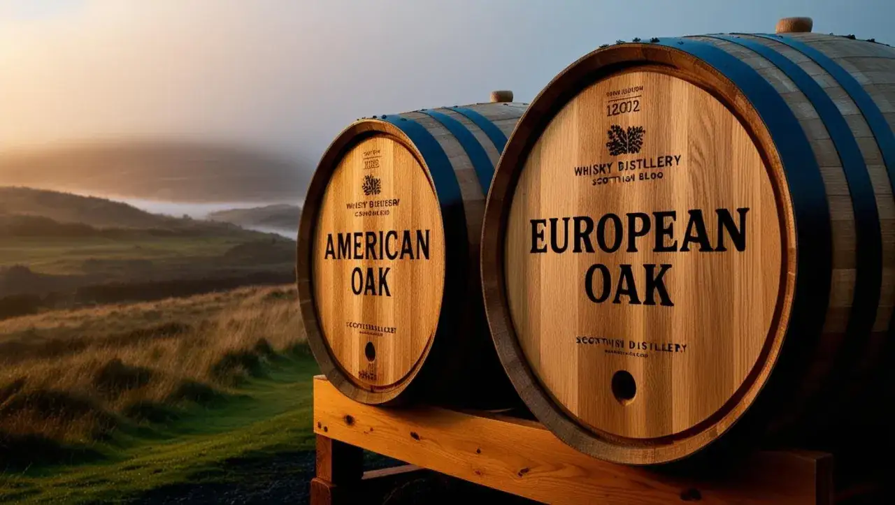 r&oacute;żne beczki do whisky dąb amerykański europejski