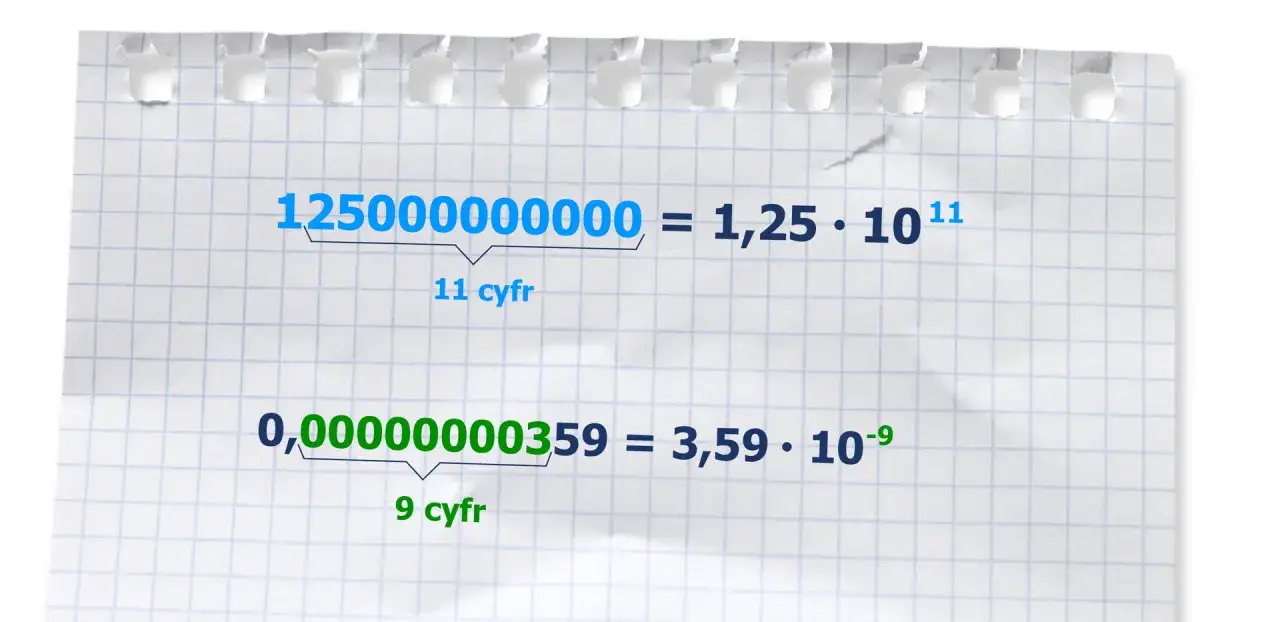 notacja wykładnicza przykład bardzo małe liczby