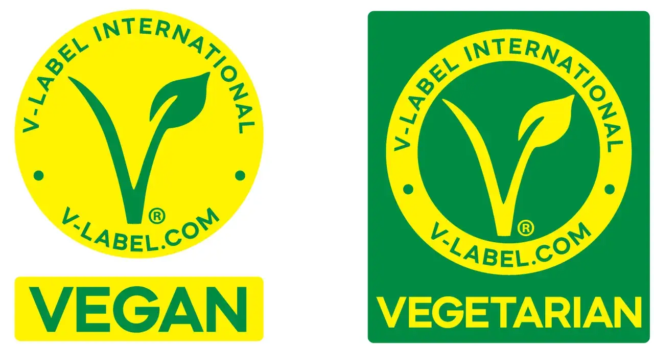 Certyfikaty V-Label potwierdzają, czy gorzka czekolada jest wegańska. Zielony symbol 