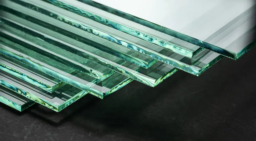 zbliżenie na krawędź lustra z zielonkawym odcieniem