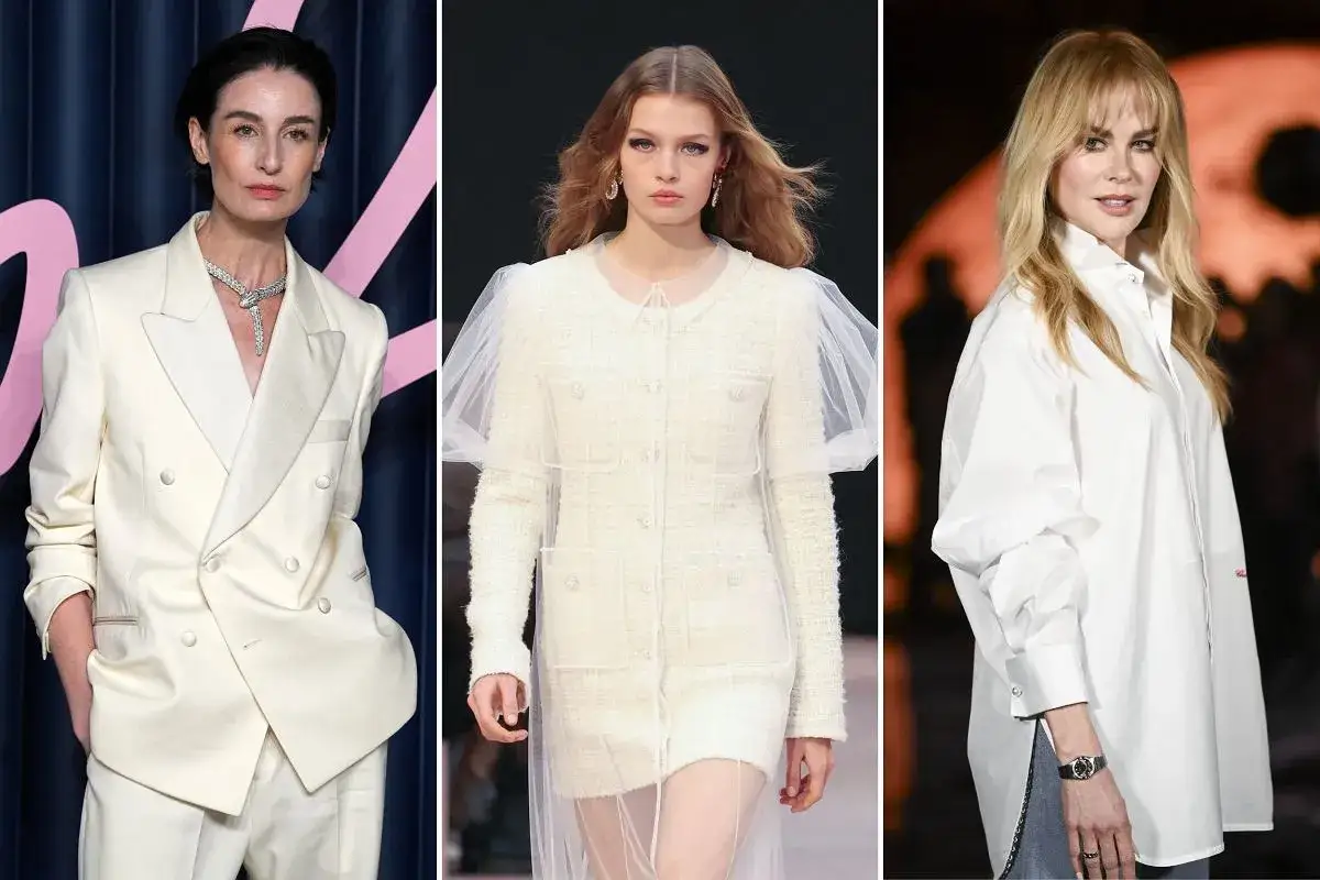 Trzy kobiety w odcieniach bieli i kremu. Czy to zapowiedź koloru roku 2026? Eleganckie stylizacje.