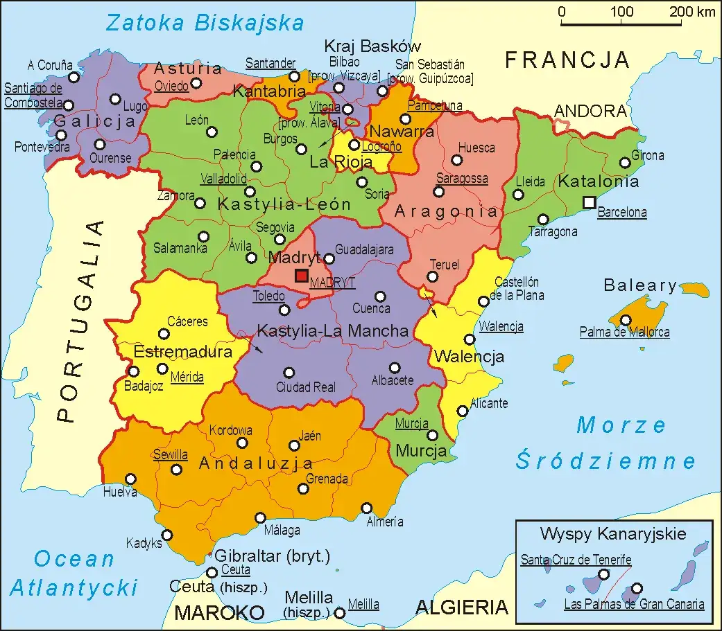 Mapa Hiszpanii lokalizacja Villarreal Walencja Castell&oacute;n