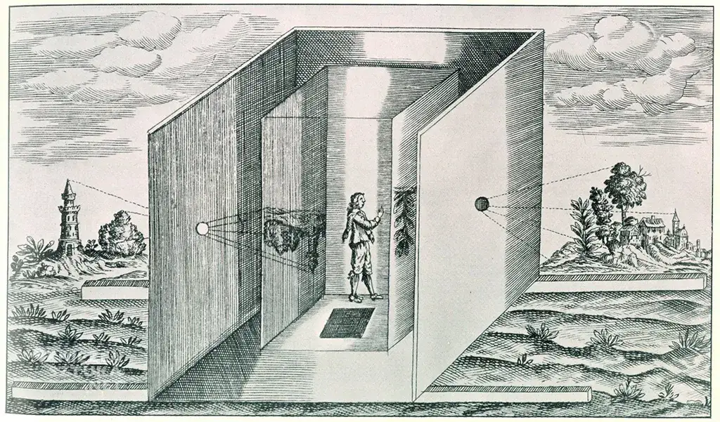 Camera obscura dawna ilustracja