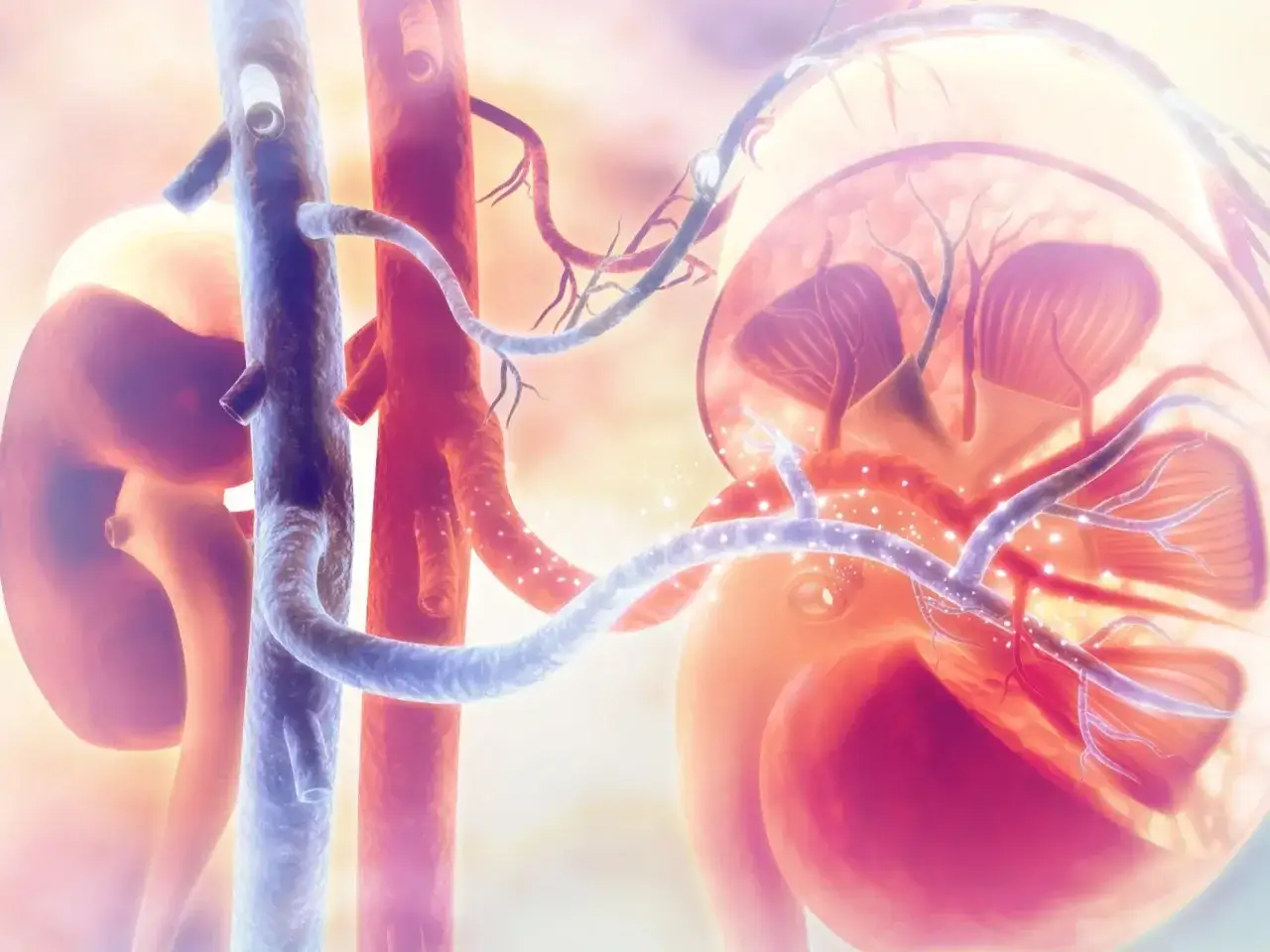 Anatomia nerek z naczyniami krwionośnymi. Dbaj o nerki, by służyły Ci latami.