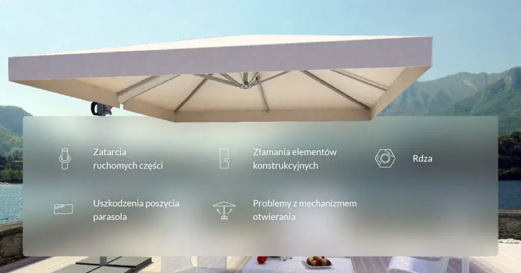 uszkodzenia parasola ogrodowego