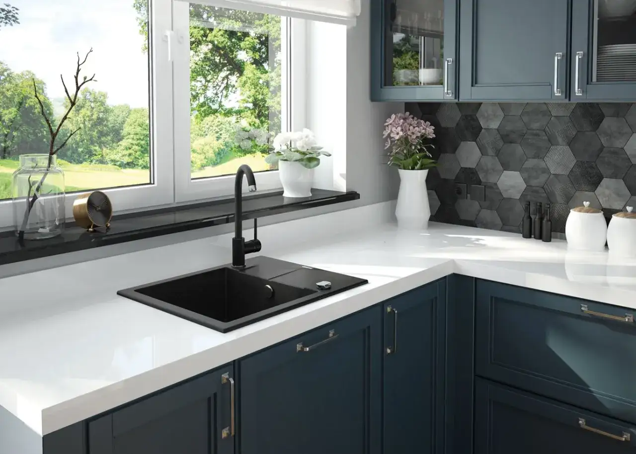 Nowoczesna kuchnia ze zlewem granitowym