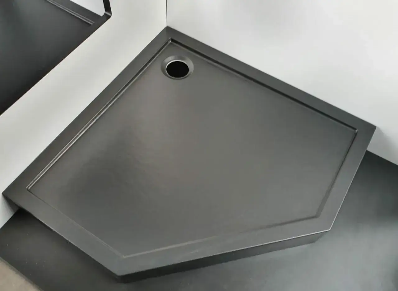 brodzik pięciokątny 90x90 konglomerat czarny