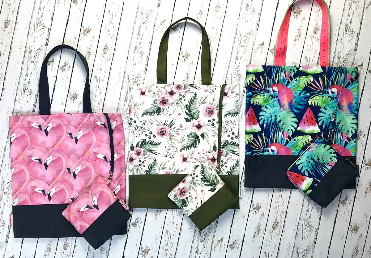 r&oacute;żne tkaniny na torby shopper