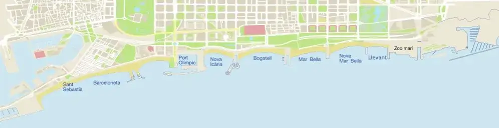 Mapa plaż Barcelony