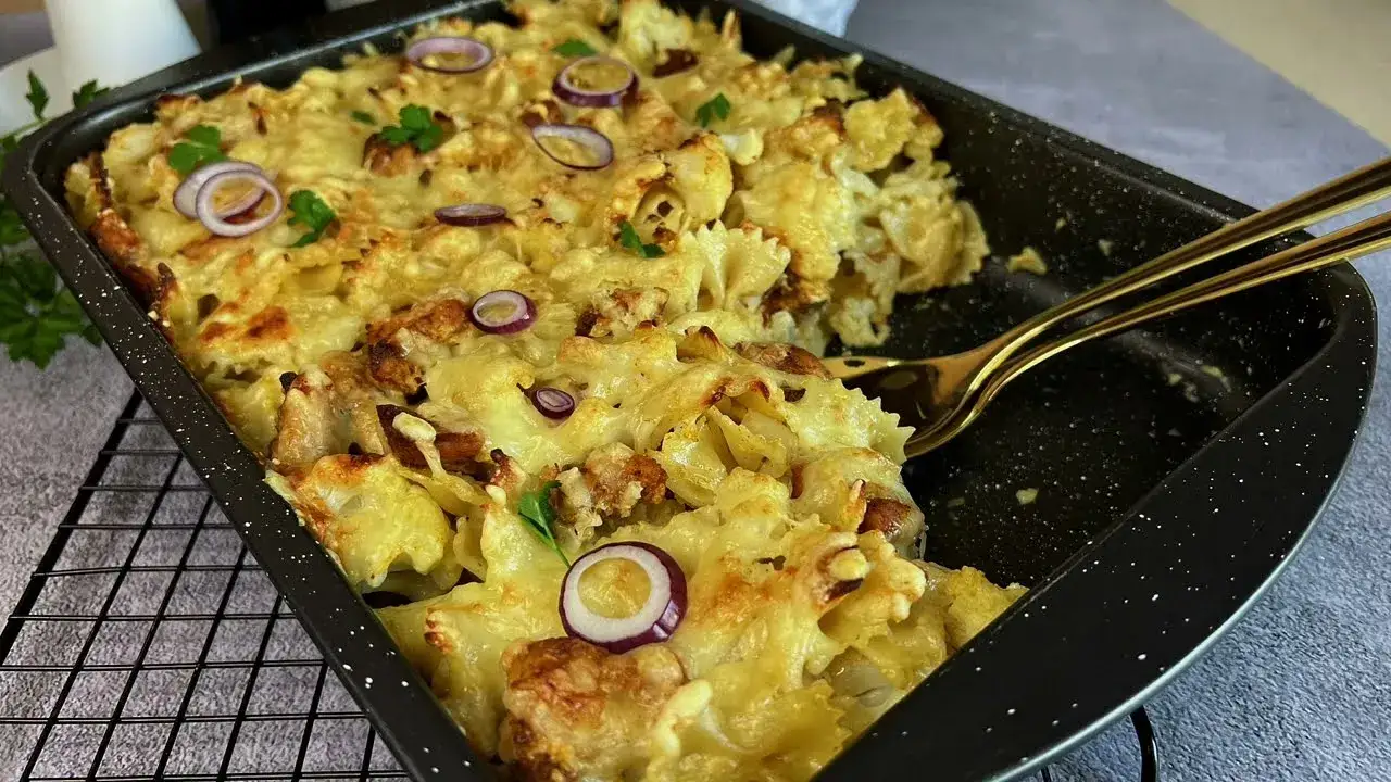 składniki zapiekanka kalafior kurczak makaron