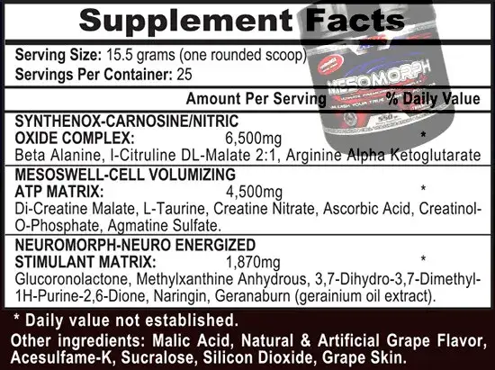 etykieta suplementu przedtreningowego składniki